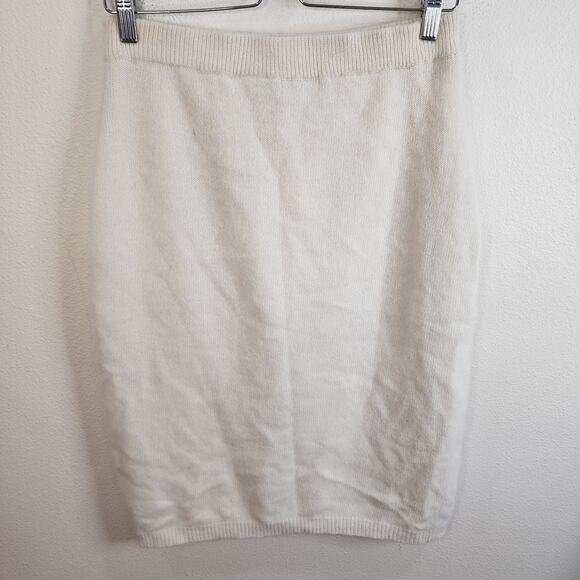 CMI Lambswool and Angora Women's Skirt Size Medium Ivory Minimalist Preppy Boho - Picture 2 of 6